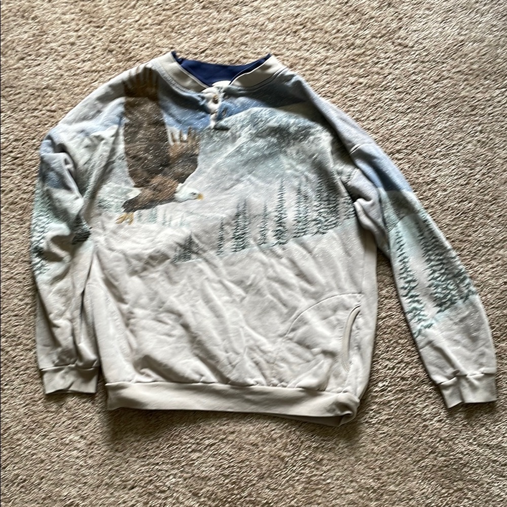 Eagle Print Men's Sweater - Gray